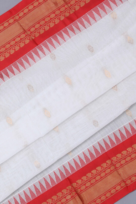 Kalanjali Gadwal Cotton White Saree – Women's - view 2