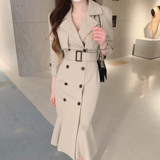 Alamode By Akanksha Vio Elegant Pleated Blazer Dress with Belt