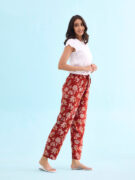 Go Colors Women Printed Rust Woven Viscose Lounge Pants