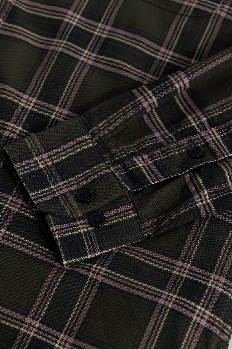 SNITCH Window Twist Olive Checks Shirt - view 7