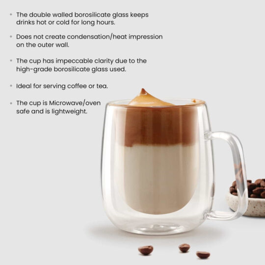 Double Wall Tea/Coffee Glass Mug (Treo by Milton) - view 2