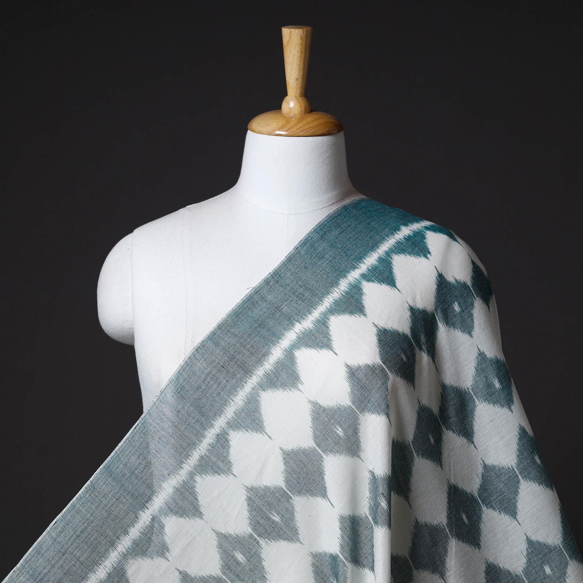 ASHOKA ASSEMBLE - CELEBRATING CRAFTS OF ODISHA Green - Maniabandha Ikat Weave Handloom Cotton Fabric