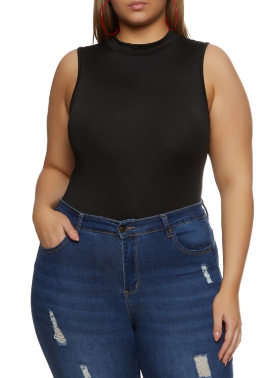 daisy Plus Size Mock Neck Tank Bodysuit – Women's - view 2