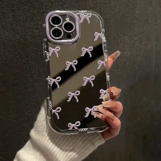Peeperly Stylish Bow Adorned Mirror Case – No Color