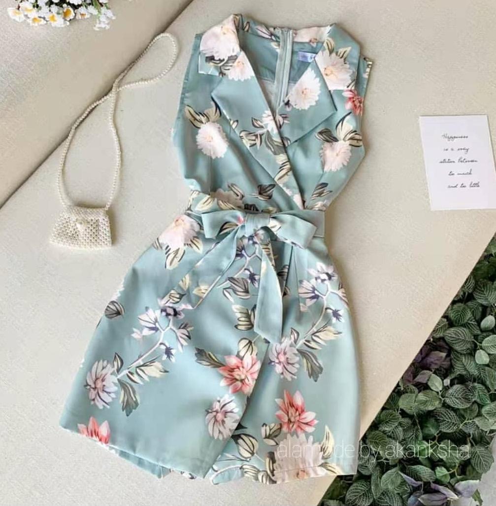 Alamode By Akanksha Ronita Floral Rompers – Blue