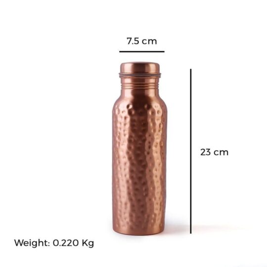 The Indus Valley 100% Pure Copper Water Bottle, 700ml, Hammered, Healthy, Toxin-free,Builds Immunity, Doctor Approved - view 2
