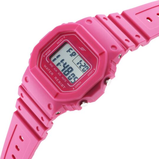 Sonata Hexa Pink Digital Dial Polyurethane Strap - view 2