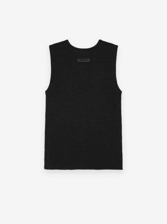 ESSENTIALS Womens Waffle Tank – Black - view 2
